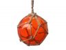 Orange Japanese Glass Ball Fishing Float With Brown Netting Decoration 4 - 3