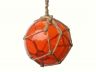 Orange Japanese Glass Ball Fishing Float With Brown Netting Decoration 4 - 2