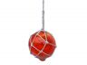 Orange Japanese Glass Ball Fishing Float With White Netting Decoration 4 - 1
