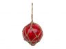 Red Japanese Glass Ball Fishing Float With Brown Netting Decoration 4 - 6