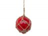Red Japanese Glass Ball Fishing Float With Brown Netting Decoration 4 - 3