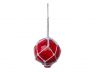 Red Japanese Glass Ball Fishing Float With White Netting Decoration 4 - 1