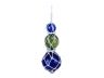Blue - Green - Blue Japanese Glass Ball Fishing Floats with White Netting Decoration 11 - 2