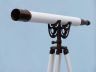 Floor Standing Bronzed With White Leather Anchormaster Telescope 65 - 2