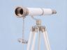 Floor Standing Brushed Nickel With White Leather Galileo Telescope 65 - 2