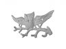 Whitewashed Cast Iron Flying Owl Landing on a Tree Branch Decorative Metal Wall Hooks 7.5 - 1