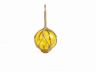 Yellow Japanese Glass Ball Fishing Float With Brown Netting Decoration 6 - 1