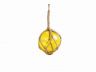 Yellow Japanese Glass Ball Fishing Float With Brown Netting Decoration 6 - 3