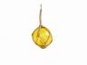 Yellow Japanese Glass Ball Fishing Float With Brown Netting Decoration 6 - 4