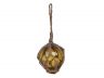 Amber Japanese Glass Ball Fishing Float With Brown Netting Decoration 3 - 6