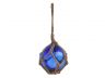 Blue Japanese Glass Ball Fishing Float With Brown Netting Decoration 3 - 3