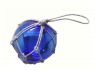 Blue Japanese Glass Ball With White Netting Christmas Ornament 3 - 5