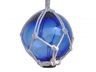 Blue Japanese Glass Ball With White Netting Christmas Ornament 3 - 2