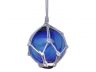 Blue Japanese Glass Ball Fishing Float With White Netting Decoration 3 - 4