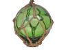 Green Japanese Glass Ball Fishing Float With Brown Netting Decoration 3 - 4