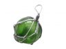Green Japanese Glass Ball Fishing Float With White Netting Decoration 3 - 4
