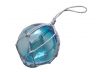 Light Blue Japanese Glass Ball With White Netting Christmas Ornament 3 - 1