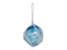 Light Blue Japanese Glass Ball Fishing Float With White Netting Decoration 3 - 1