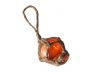 Orange Japanese Glass Ball Fishing Float With Brown Netting Decoration 2 - 1