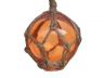 Orange Japanese Glass Ball Fishing Float With Brown Netting Decoration 3 - 2