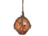 Orange Japanese Glass Ball Fishing Float With Brown Netting Decoration 3 - 5