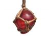 Red Japanese Glass Ball Fishing Float With Brown Netting Decoration 2 - 1