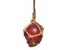 Red Japanese Glass Ball With Brown Netting Christmas Ornament 2 - 2
