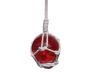 Red Japanese Glass Ball Fishing Float With White Netting Decoration 2 - 1