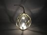 LED Lighted Clear Japanese Glass Ball Fishing Float with Brown Netting Christmas Tree Ornament 3 - 5