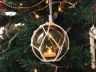 LED Lighted Amber Japanese Glass Ball Fishing Float with White Netting Christmas Tree Ornament 4 - 9