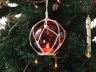 LED Lighted Red Japanese Glass Ball Fishing Float with White Netting Christmas Tree Ornament 4 - 1
