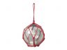 LED Lighted Clear Japanese Glass Ball Fishing Float with Red Netting Christmas Tree Ornament 3 - 10
