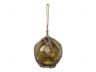 LED Lighted Amber Japanese Glass Ball Fishing Float with Brown Netting Christmas Tree Ornament 4 - 2