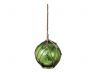 LED Lighted Green Japanese Glass Ball Fishing Float with Brown Netting Christmas Tree Ornament 4 - 3