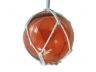 LED Lighted Orange Japanese Glass Ball Fishing Float with White Netting Christmas Tree Ornament 4 - 8