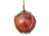 LED Lighted Orange Japanese Glass Ball Fishing Float with Brown Netting Christmas Tree Ornament 4 - 1