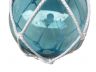LED Lighted Light Blue Japanese Glass Ball Fishing Float with White Netting Decoration 10 - 2