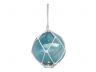 LED Lighted Light Blue Japanese Glass Ball Fishing Float with White Netting Decoration 10 - 4