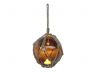 LED Lighted Amber Japanese Glass Ball Fishing Float with Brown Netting Decoration 6 - 3