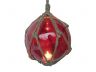 LED Lighted Red Japanese Glass Ball Fishing Float with Brown Netting Decoration 6 - 2