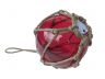 LED Lighted Red Japanese Glass Ball Fishing Float with Brown Netting Decoration 6 - 1
