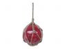 LED Lighted Red Japanese Glass Ball Fishing Float with Brown Netting Decoration 6 - 5
