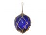 Blue Japanese Glass Ball Fishing Float With Brown Netting Decoration 10 - 1