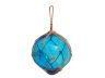 Light Blue Japanese Glass Ball Fishing Float With Brown Netting Decoration 10 - 1