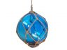 Light Blue Japanese Glass Ball Fishing Float With Brown Netting Decoration 10 - 2