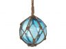 Light Blue Japanese Glass Ball Fishing Float With Brown Netting Decoration 6 - 3