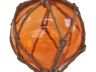 Orange Japanese Glass Ball Fishing Float With Brown Netting Decoration 6 - 3