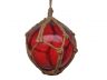 Red Japanese Glass Ball Fishing Float With Brown Netting Decoration 6 - 1