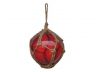 Red Japanese Glass Ball Fishing Float With Brown Netting Decoration 6 - 2