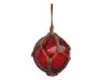 Red Japanese Glass Ball Fishing Float With Brown Netting Decoration 6 - 4